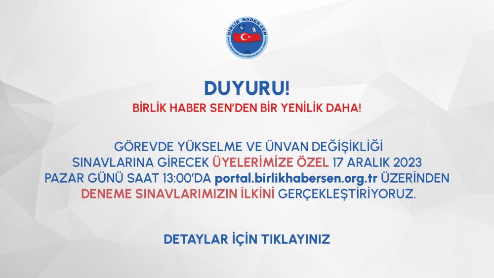 PTT GYS VE ÜDS DENEME SINAVI İLANI