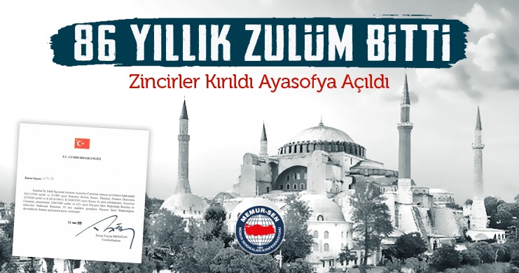 Gözümüz Aydın: 86 Yıllık Zulüm Bitti, Ayasofyanın Cami Olduğu Hukuken Tescil ve Teyid Edildi